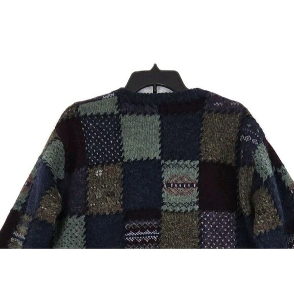 Eddie Bauer Wool Sweater Womens L Multi Color Deer Bay Patchwork Cardigan USA - Picture 3 of 12